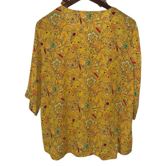 CHAUS New York Yellow Designer Blouse New Size M - Picture 2 of 12